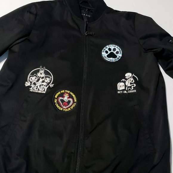 BERNARDO Bomber Jacket with Patches Unisex - Picture 1 of 13